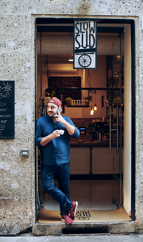 Luca Rudilosso vor seinem Slow Food Restaurant (Foto)